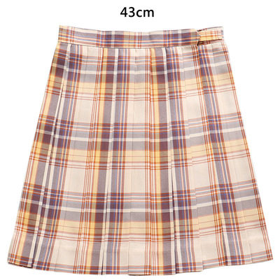 日系学院高腰格子山吹春秋格裙jk制服裙百折学生校服半身裙百褶裙
