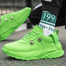 绿色潮鞋夏季欧洲站潮牌包底老爹鞋个性运动厚底鞋子男款