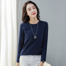 韩版22春季新品宽松显瘦长袖T恤女式95棉时尚休闲上衣亚马逊货源