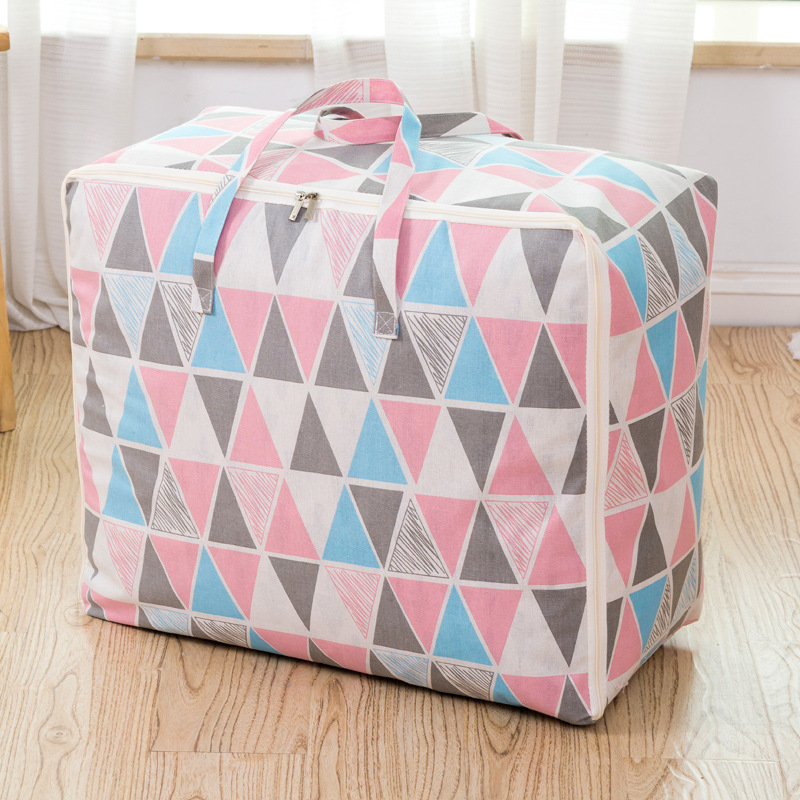 Cotton Linen Moisture-Proof Storage Bag Cotton Quilt Clothes Organizer Bag Luggage Moving Packing Bag Portable Thickened Dustproof Bag Wholesale