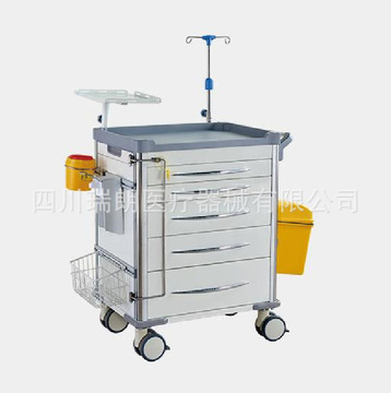 医用手术护士护理输液车 铝钢可移动静音双刹多功能急救小推车