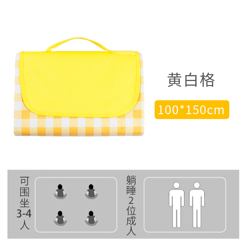 Outdoor Picnic Bag Thickened Aluminum Film Folding Picnic Basket Portable Lunch Box Bag Camping Moisture-Proof Picnic Mat Wholesale