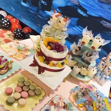 甜品架生日台布置摆件纸质展示架儿童宝宝周岁派对一次性三层蛋糕
