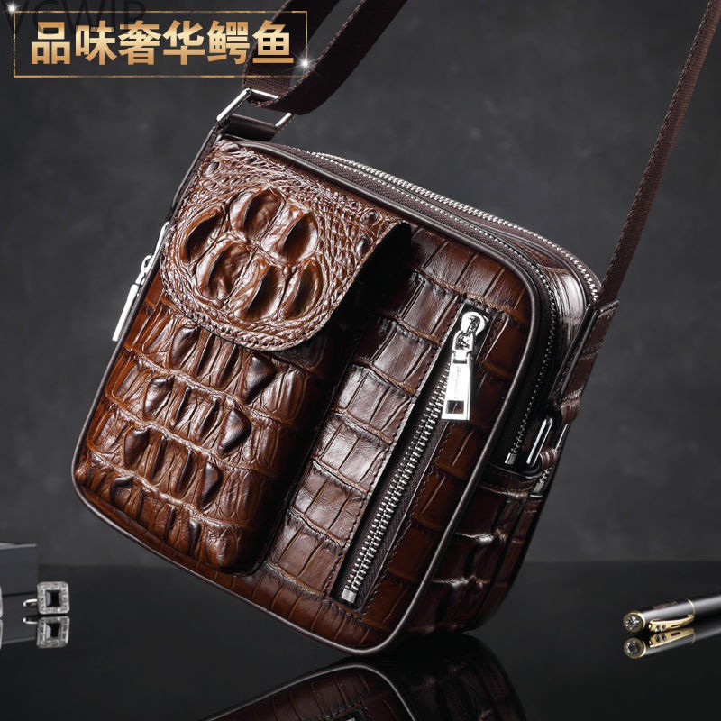 lyd泰国真鳄鱼皮男包真皮大容量商务单肩斜挎包皮包手提包男士公