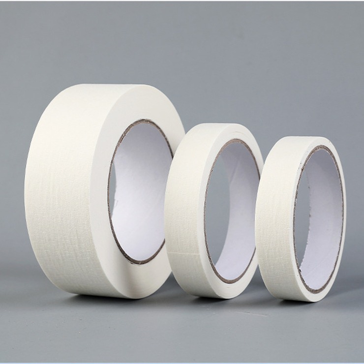 白色中高粘美纹纸胶带批发皱纹纸遮蔽装饰喷漆美缝分色单面美纹胶