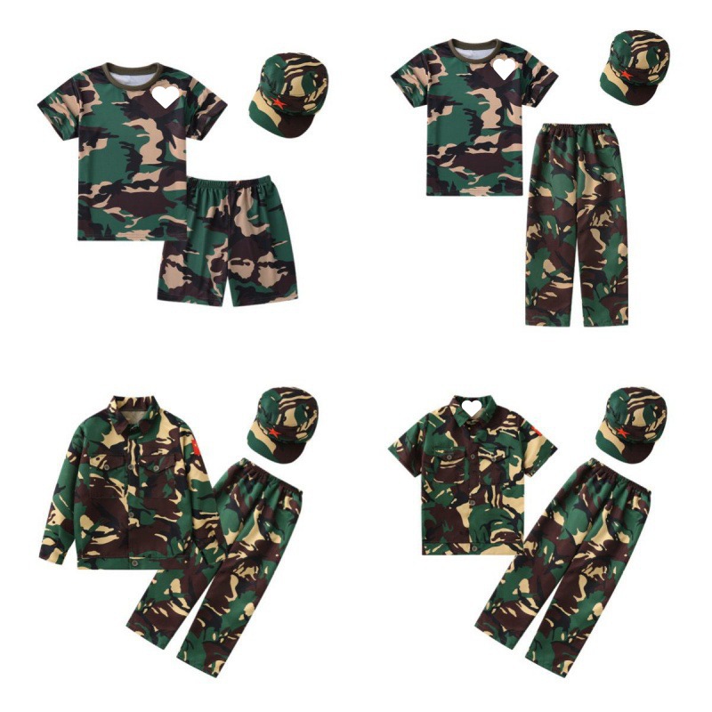 wzxsk儿童迷彩服套装幼儿园短袖短裤夏季夏令营中小学生长袖长裤
