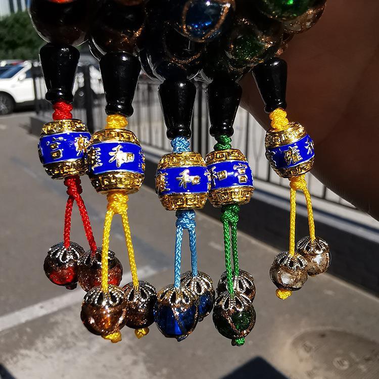 Yonghe Palace Fragrant Gray Glass Bead Bracelet Buddha Beads Rosary Bracelet Golden Brown Blue Green Red Men and Women in Stock