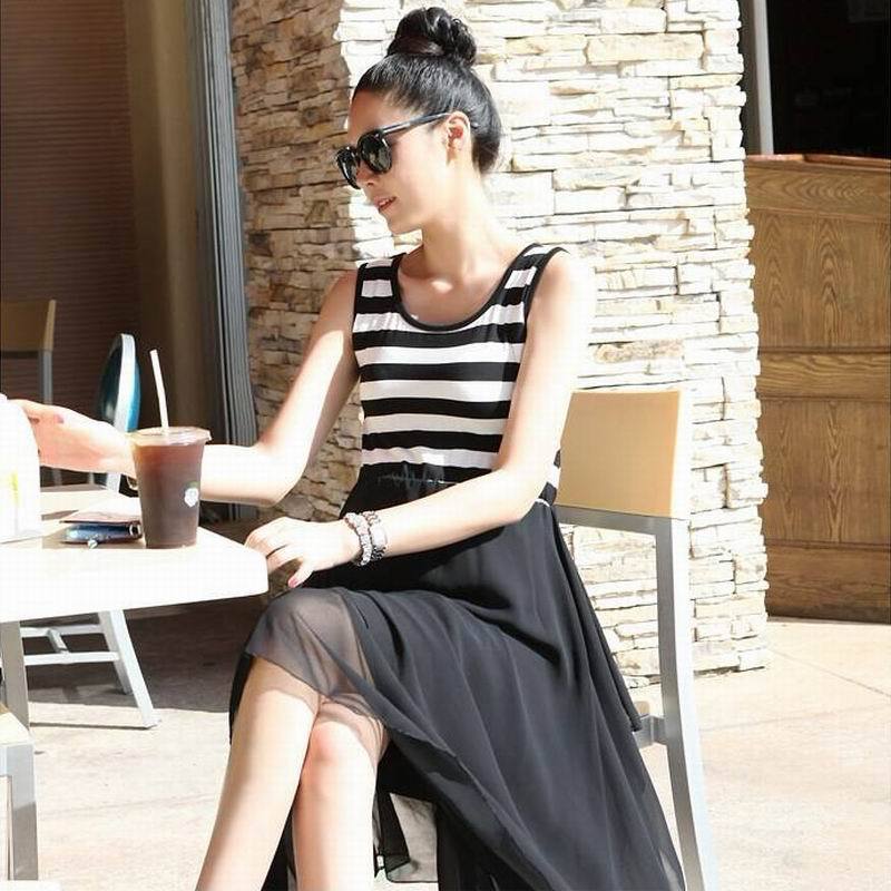 优尼凡爱时尚女装春季新款连衣裙雪纺拼接长裙夏装女裙子-阿里巴巴