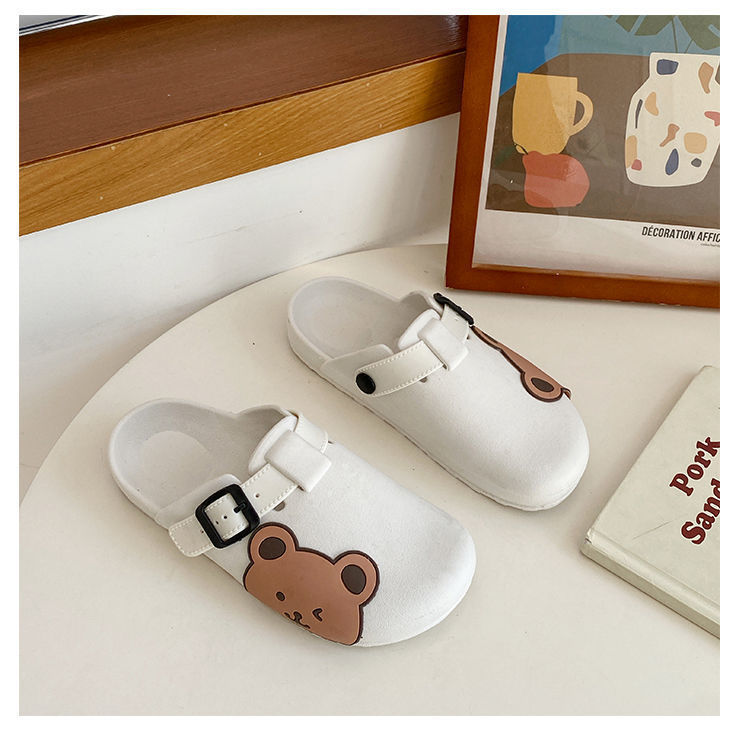 Closed-Toe Slippers Women's Summer New Outdoor Poop Feeling Fashion Home Home Wear Cute Soft Home Half Pack Slippers Women