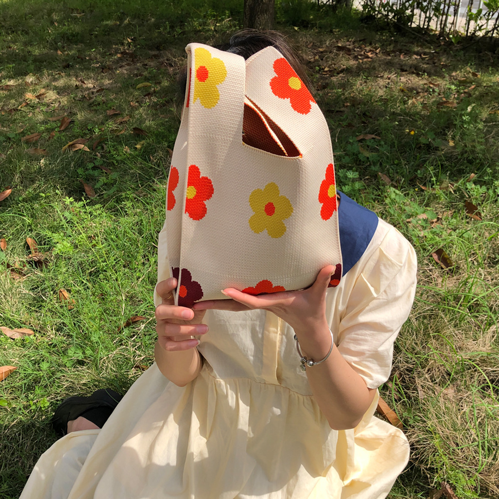 夏日小清新泫雅风小花花针织包包 手提编织包包女mini单肩包-阿里巴巴