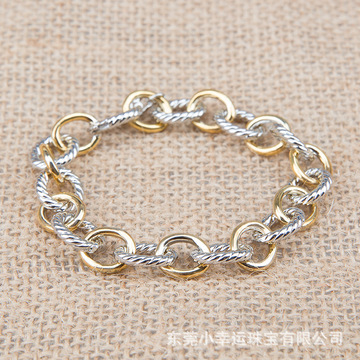 david大卫金属椭圆形链扣环手链欧美电镀扭线wish跨境电商ebay