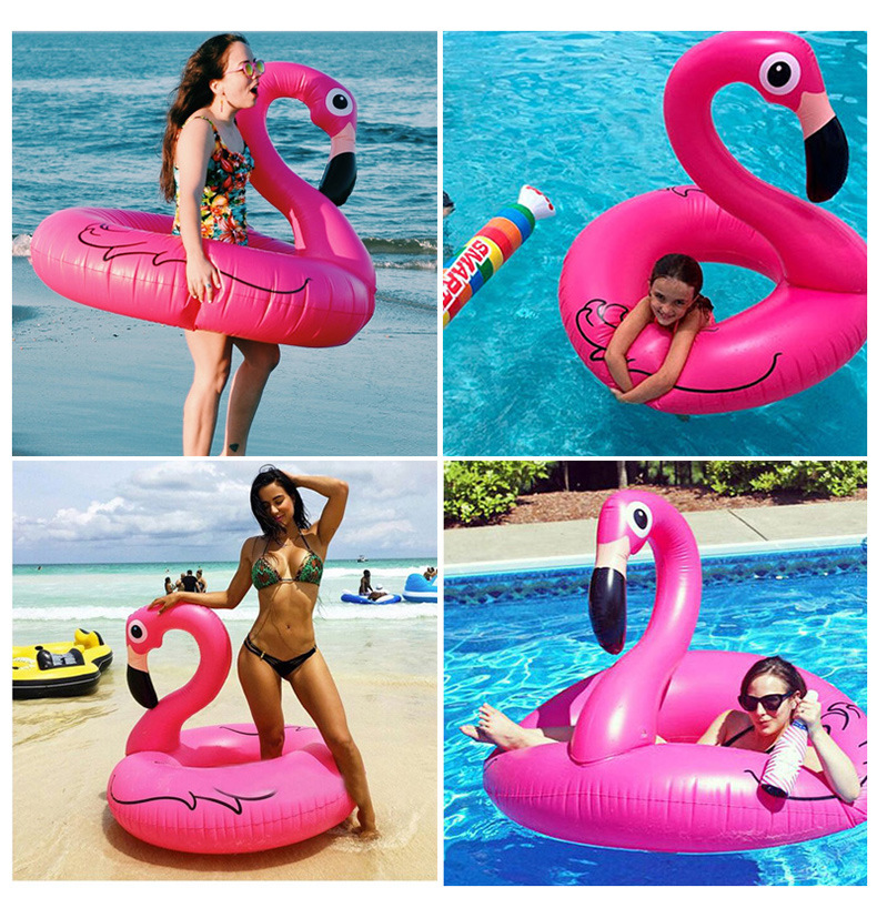 factory wholesale environmental protection pvc water toys inflatable flamingo cartoon boat swimming ring water sports lead boat