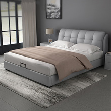 现代简约真皮床主卧室双人床1.8米意式极简小户型软包床1.5皮艺床