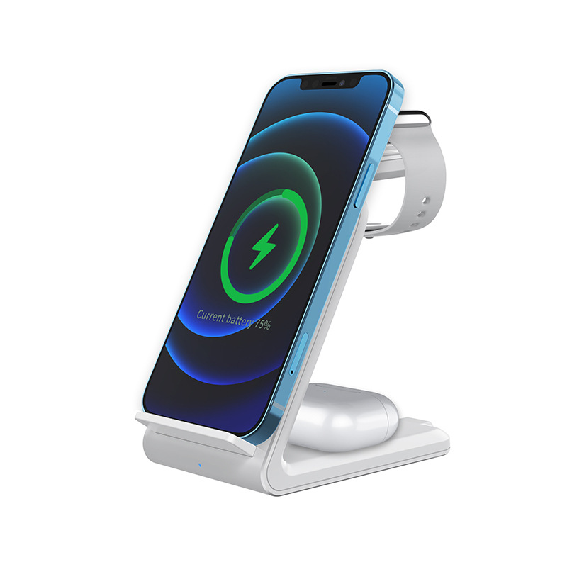 Three-in-One Wireless Charger Electrical Mobile Phone Bracket Wholesale Magnetic Watch Wireless Charger Desktop Vertical Wireless Charger Electrical Appliances