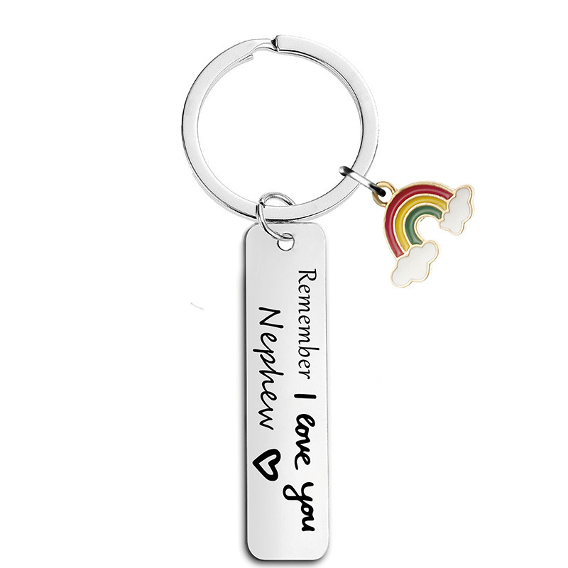 Keychain Cross-Border Remember I Love You Family Festival Gift Lettering Rainbow Metal Keychains