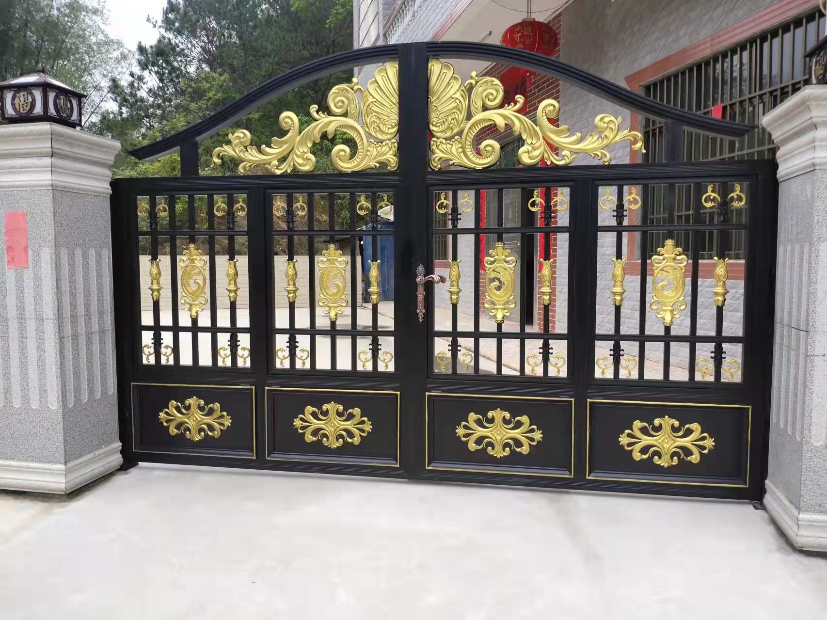 厂家供应重庆豪华铝艺院子铝艺庭院大门铝合金户外防盗门-报价