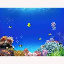 鱼缸背景贴纸3d新款海洋系列高清图背景壁画水族箱静电贴自粘壁纸