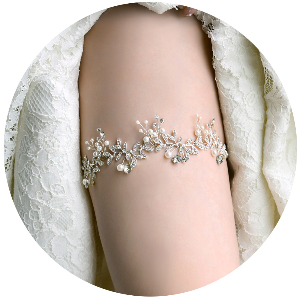 优拉潘 婚礼大腿环 吊袜带配件 颈圈腿套 新娘婚纱腿花手链 ht02