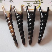 黑牛角雕刻鼻刮美鼻按摩器大小随机发罗纹手柄雕刻手柄黑鼻刮