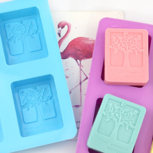 4连方形树模具 硅胶模具 冷制手工皂母乳皂模具 韩国模具烘焙工具