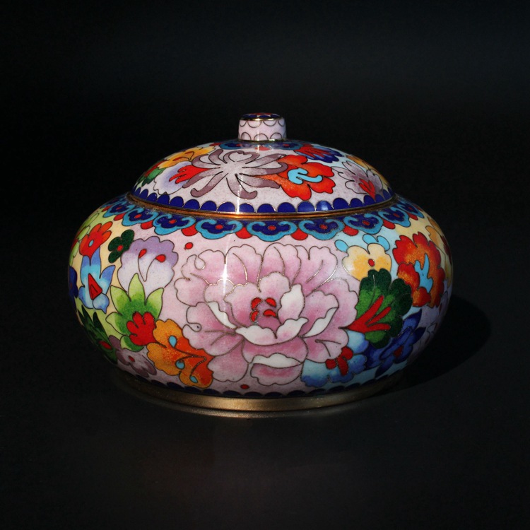 北京景泰蓝传统铜胎掐丝珐琅磨光6寸百花罐外事商务工艺礼品摆件