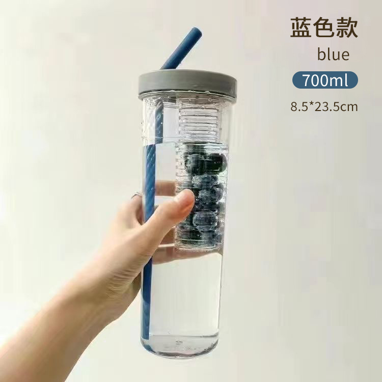 Xiaohongshu Good-looking Large-Capacity Water Cup Ins Female Student Folding Straw Portable Handy Cup Shake Juice Cup