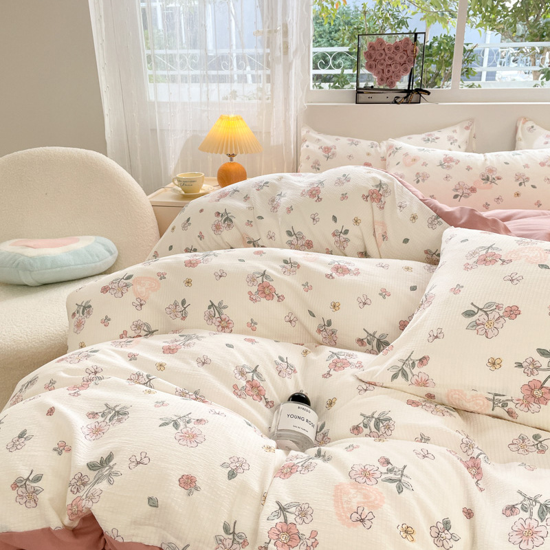 Bubble Cotton Class a Bed Four-Piece Quilt Cover Bed Sheet Student Dormitory Single Bed Three-Piece Wholesale Cross-Border Delivery 4