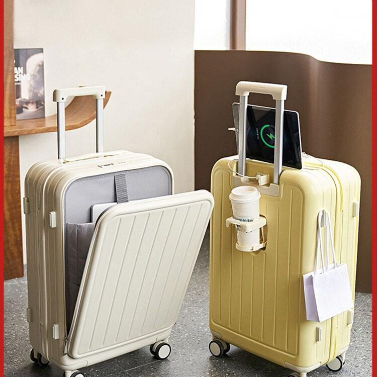 m多功能行李箱拉杆箱女20寸登机箱耐用拉链款可充电旅行皮箱-阿里巴巴