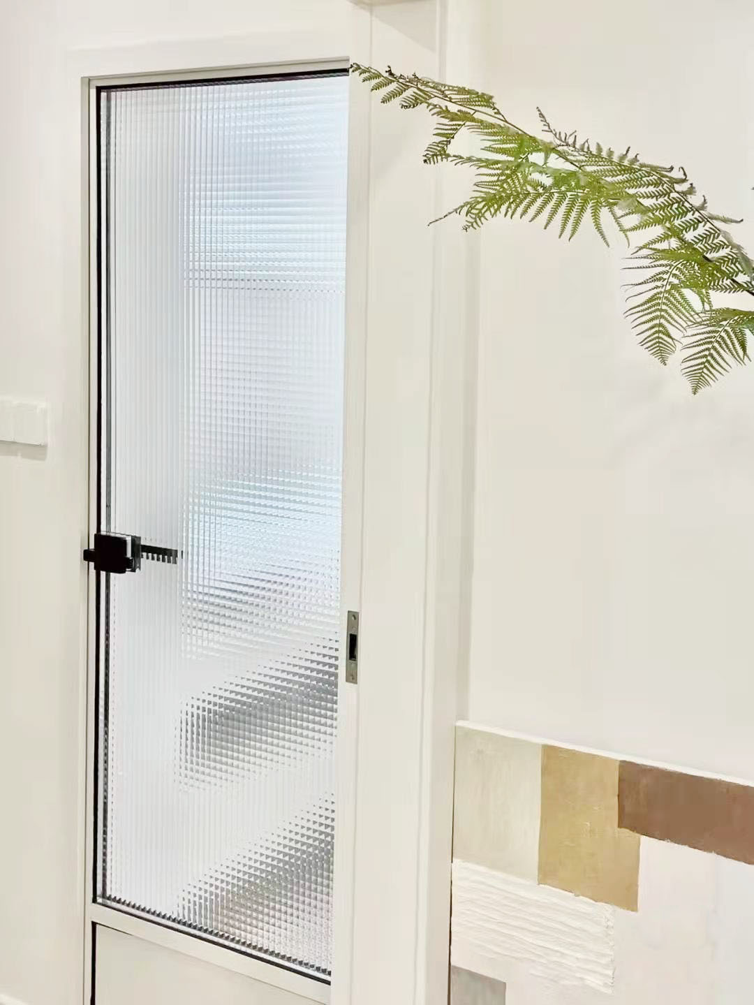 【厂家批发】极窄细边框轻奢极简双方格玻璃厨卫门相