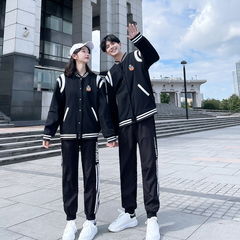 英伦学院风男女同款棒球服班服套装春秋新款情侣装初中高中生校服