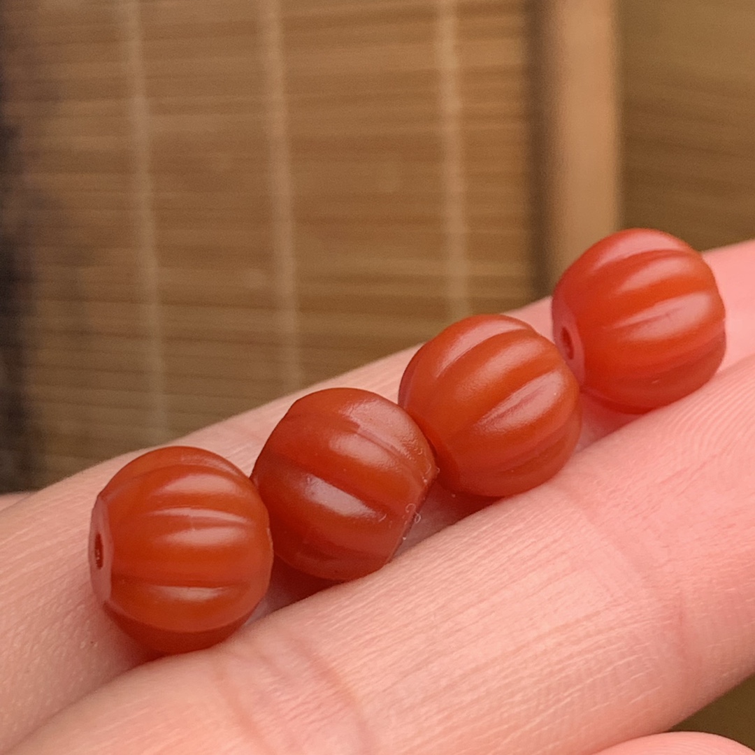 天然玛瑙南红配件南瓜珠手串民族风川料瓜珠佛珠手串diy文玩配饰