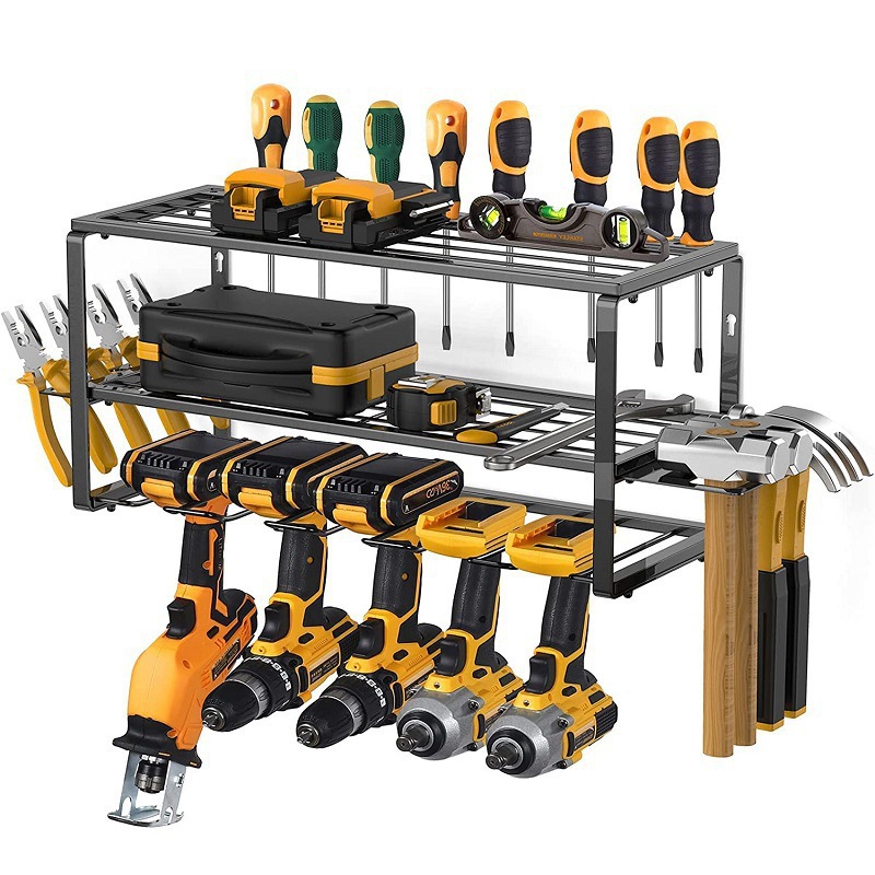 铁艺电动工具收纳架壁挂式手电钻工具架螺丝刀重型浮动工具架