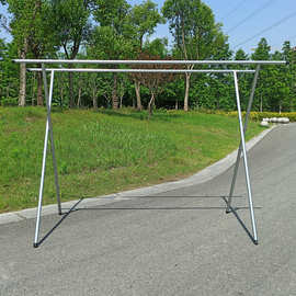 镀锌钢管晾衣架落地折叠室内阳台晒衣架室外双杆晒被子摆摊挂衣架