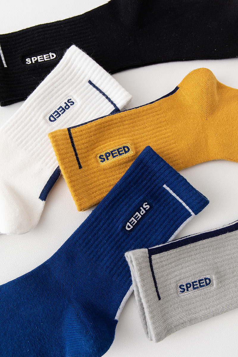 篮球袜子男中筒袜秋冬纯棉吸汗防臭高腰长筒刺绣字母运动袜ins潮