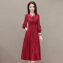 新中式国风改良旗袍连衣裙2024年新款女装长袖高腰红色裙