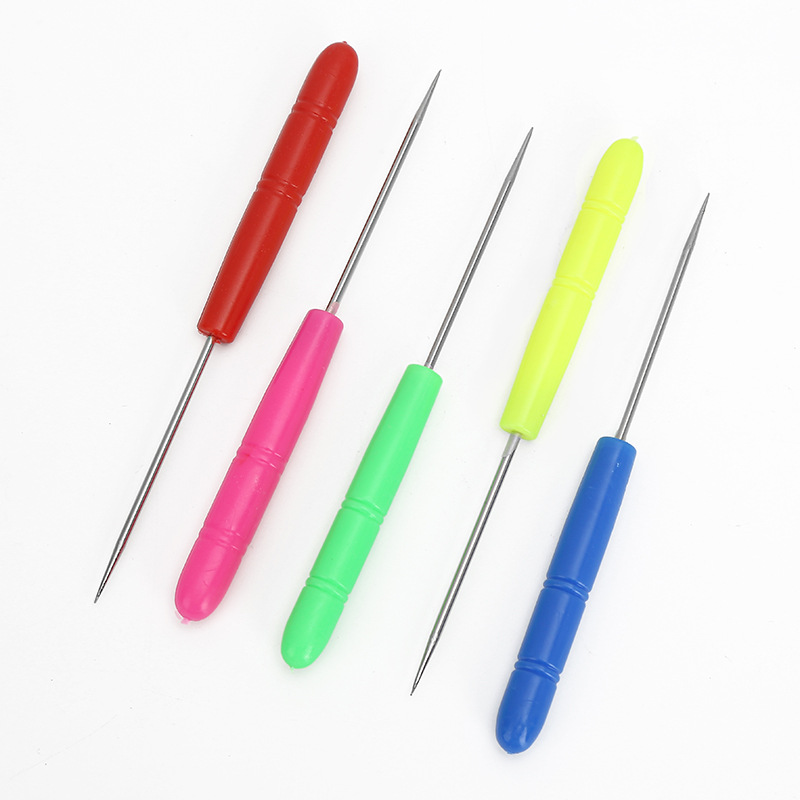 JP12cm彩色塑料柄上鞋锥子 手工DIY粘土工具套装 钻鞋打孔直锥子