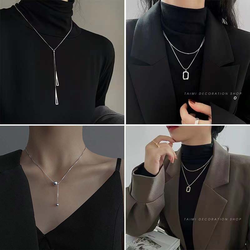 Cool Ins Irregular Geometric Necklace Niche Design Clavicle Chain Sweater Chain Fall Winter Fashion Necklace Women