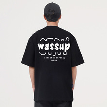 WASSUP HEODS潮牌设计感短袖T恤男重磅纯棉宽松情侣半袖ins上衣服