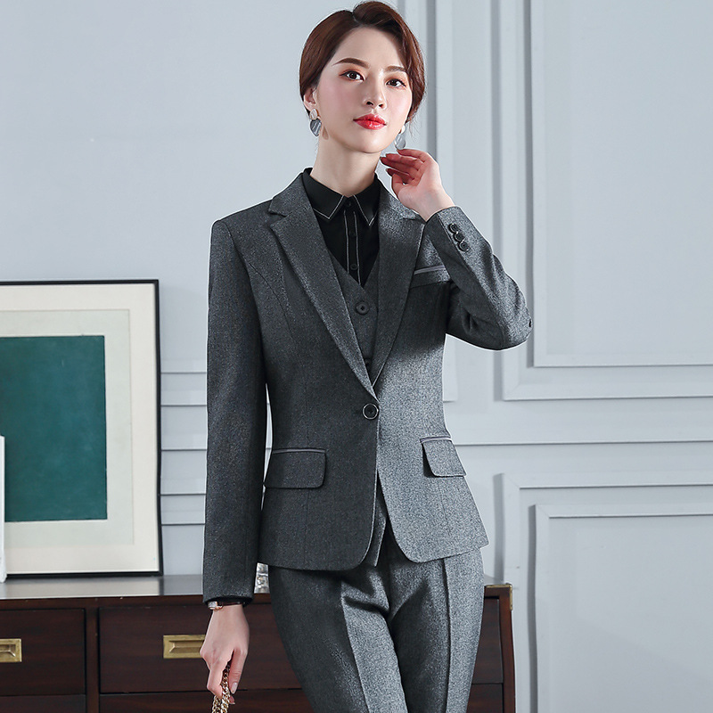 职业装女2021秋冬新款西服套装气质修身白领酒店前台时尚商务正装