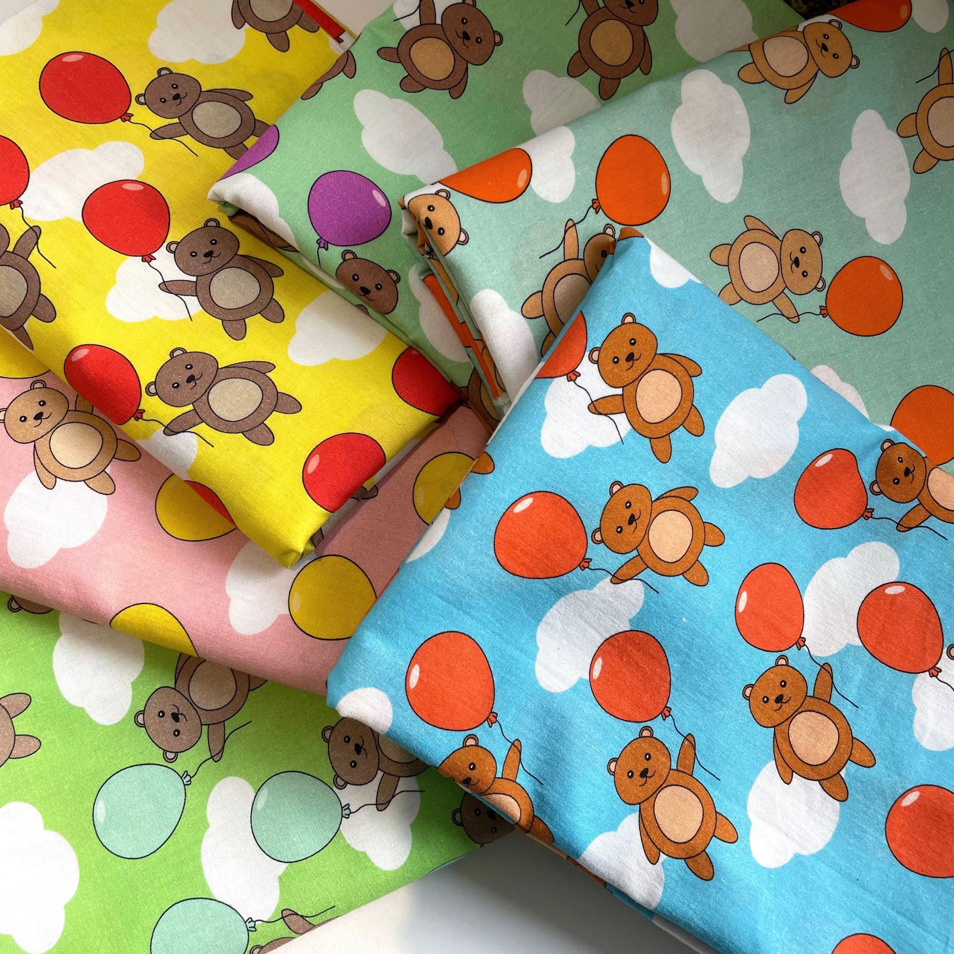 春夏卡通气球小熊印花花布 睡衣防蚊裤桌布童装女装连衣裙面料