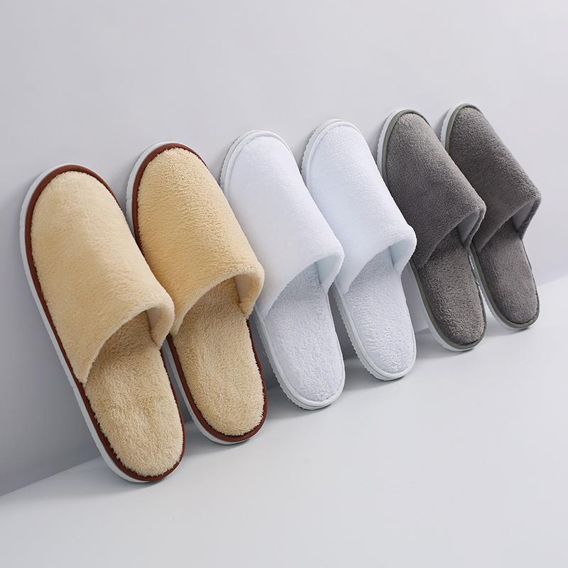 New Hotel Disposable Slippers B & B Hotel Home Travel Thickened Slippers Wholesale Coral Fleece