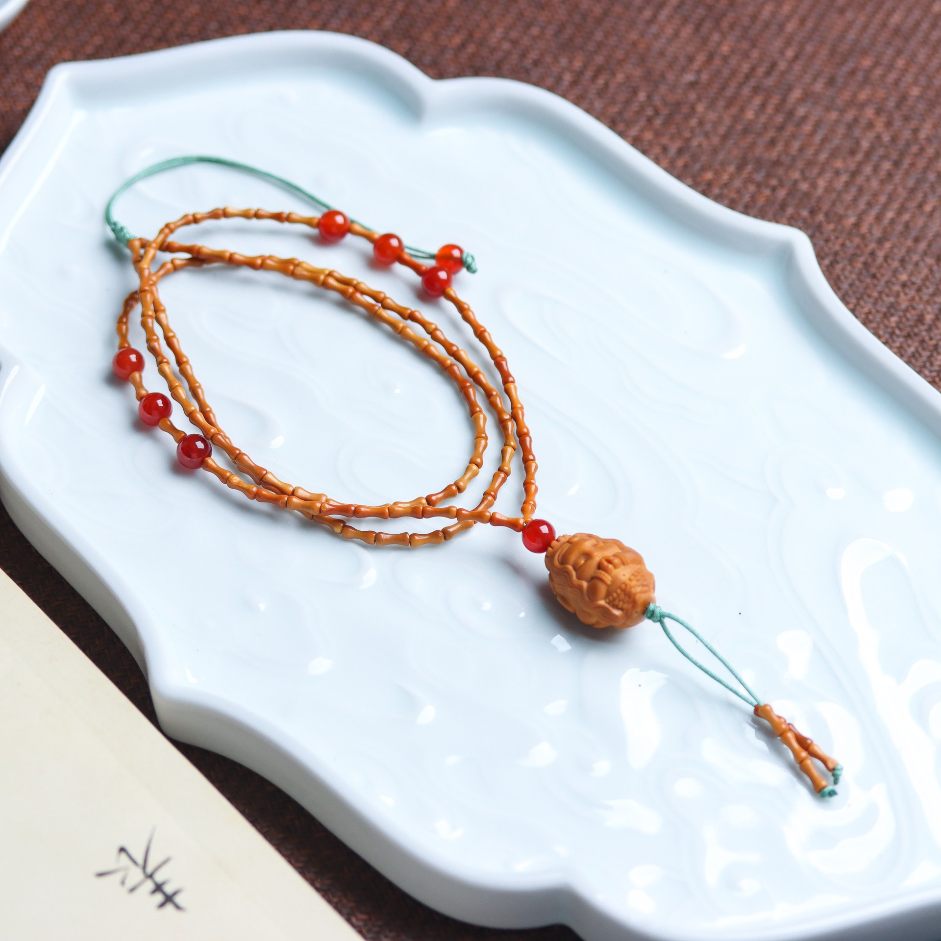 精雕橄榄核复古diy手持链长款念佛珠串毛衣项链男女士脖挂吊坠饰