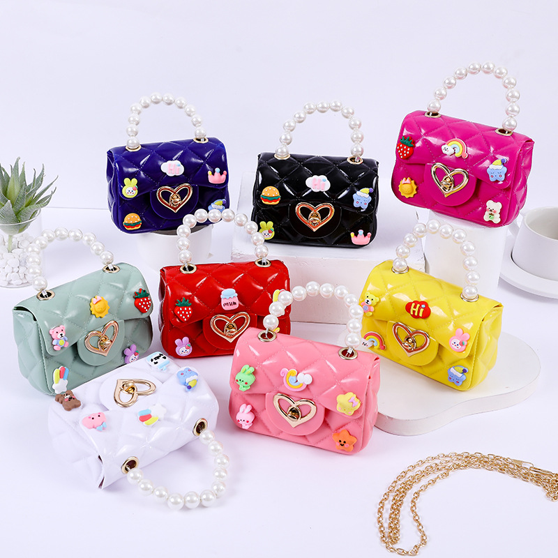 2023 New Cross-Border New Arrival Handbag Handmade Patch Shoulder Crossbody Mini Pearl Tote Gel Bag