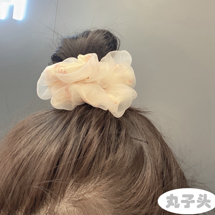 Korean New Chiffon Large Intestine Hair Band Women's Double-Layer Mesh Bun Headband Oversized High-Grade Hair Rope B465