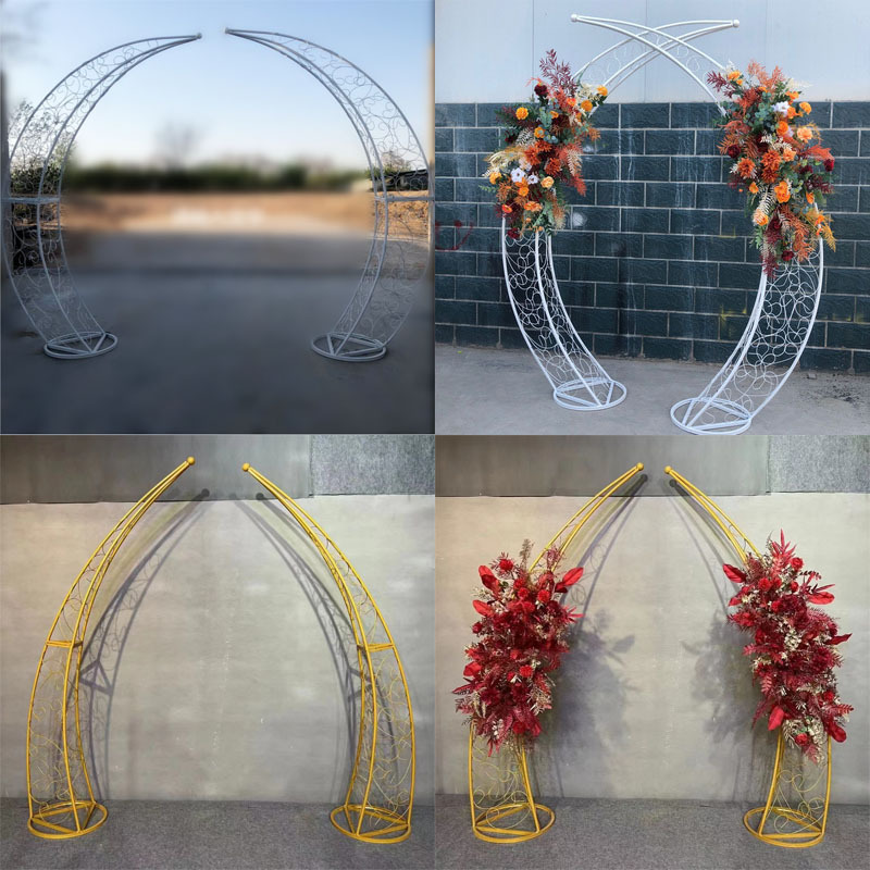 新款婚庆铁艺雕花牛角门婚庆道具拱门象牙门欧式牛角门白色架子