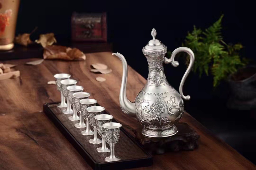 印尚 纯银999酒具酒壶酒杯套装 家用手工足银酒器白酒杯酒壶 送礼