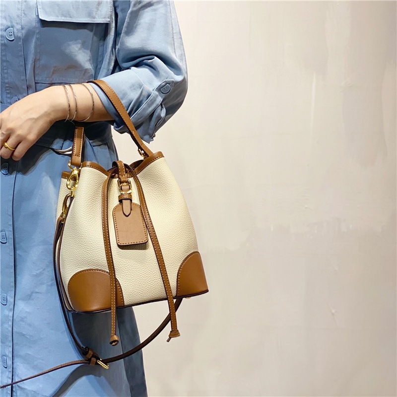 Bucket Bag 2024 Fashion Genuine Leather Women Bag Large Capacity Shoulder Crossbody Bag First Layer Cowhide Factory Small Batch Customized