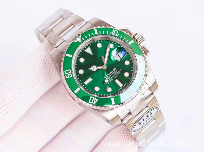 c厂劳家力士外贸水鬼自动机械904l精钢夜光防水绿鬼黑鬼钢带手表