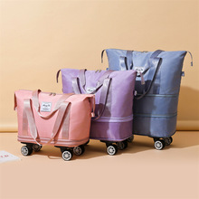 旅行包大容量万向轮学生出差待产收纳包防水干湿分离可扩张行李袋