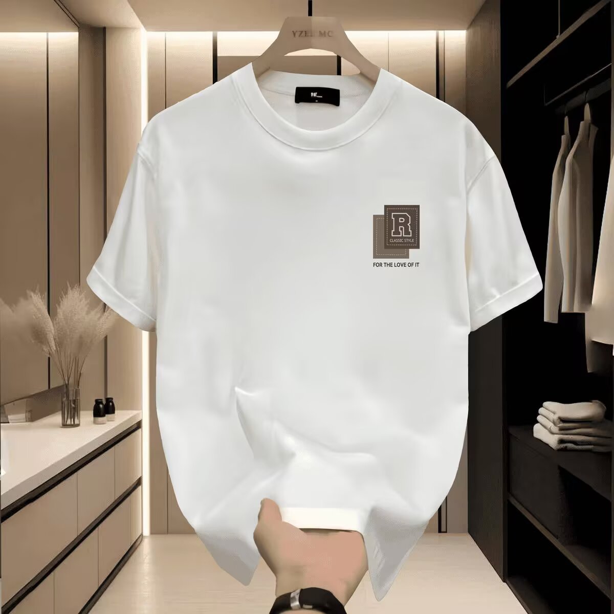 精梳棉短袖t恤男士夏季ins白搭圆领宽松休闲半袖体恤男女款上衣服